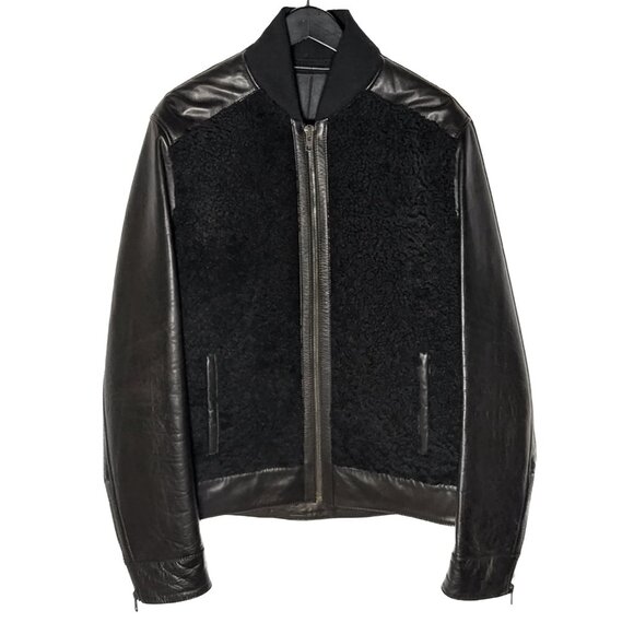 Givenchy Brown Lambskin Black Shearling Leather Jacket - Picture 1 of 10